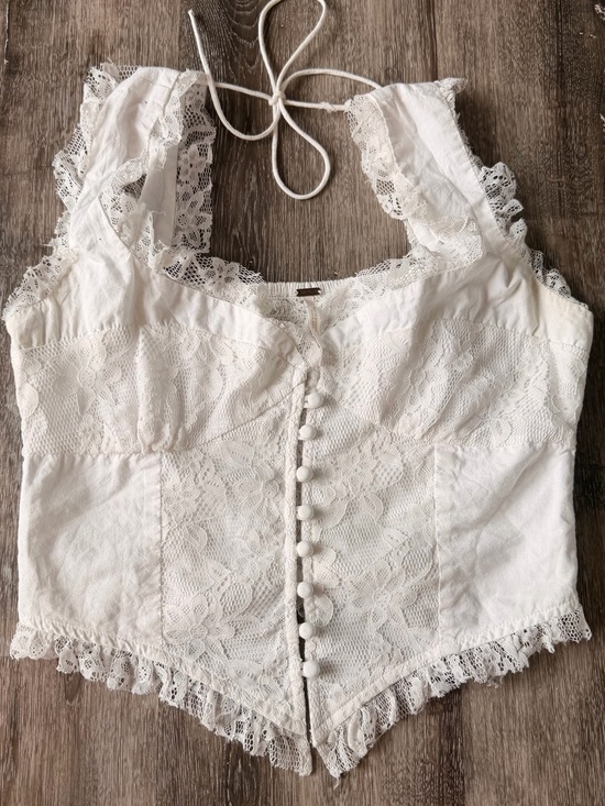 Free People Tops - Free People White Lace Corset Crop Top